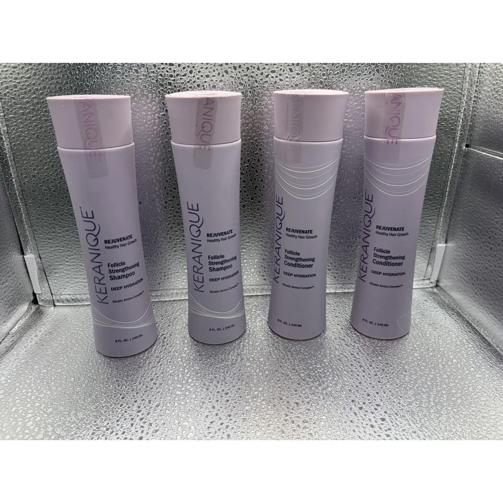 Lot of 4 Keranique Follicle Strengthening Shampoo & Conditioner- 8 oz